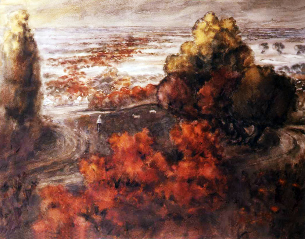 «Осінні багрянці» із серії «На Полтавщині». 1999. Папір, акварель